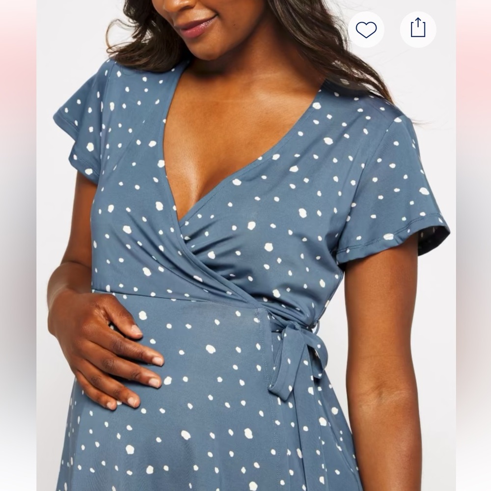 RIPE MATERNITY Liv Maternity Wrap Dress Blue XS - Picture 4 of 13
